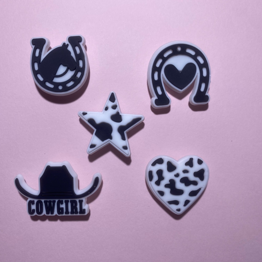 Cowgirl Jibbitz - Black and White - Made for CROCS - OS - NWOT